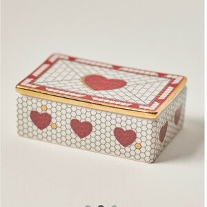 Anthropologie valentines Heart Patterned Trinket Box